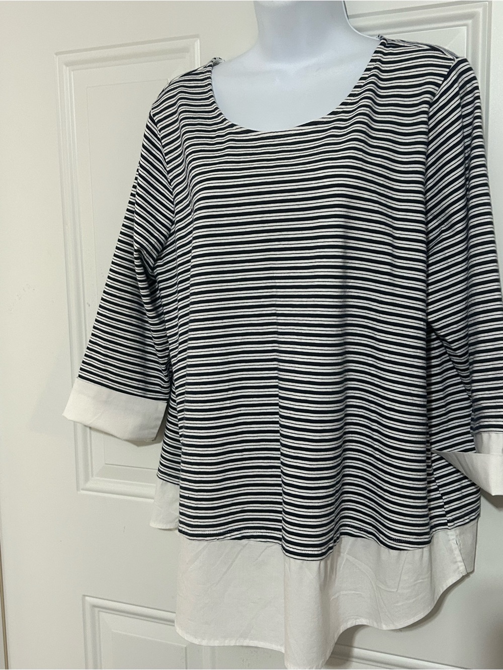 Martha Stewart Black & White Striped Layered Tunic